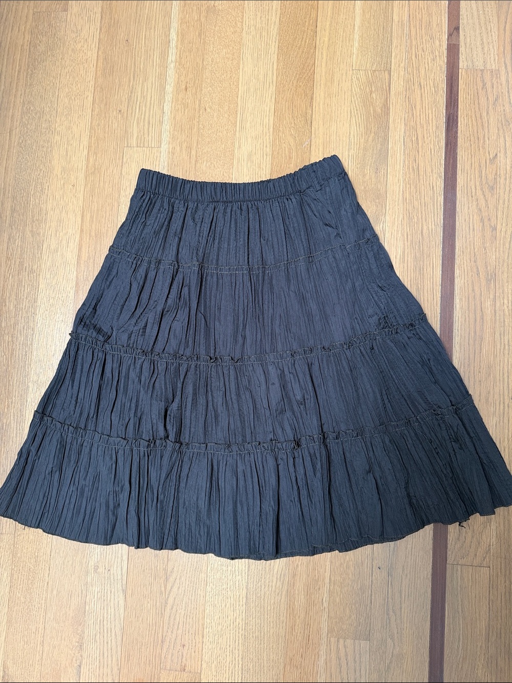 Black Tiered Crinkle Skirt - Women's